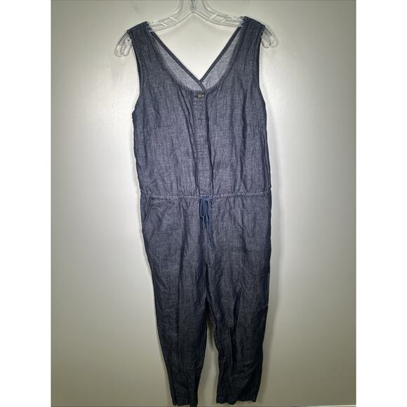 Bridge & Burn Linen Cotton Jumpsuit Women's M Chambray Medium‎ Boho Beachy Comfy - Picture 1 of 7